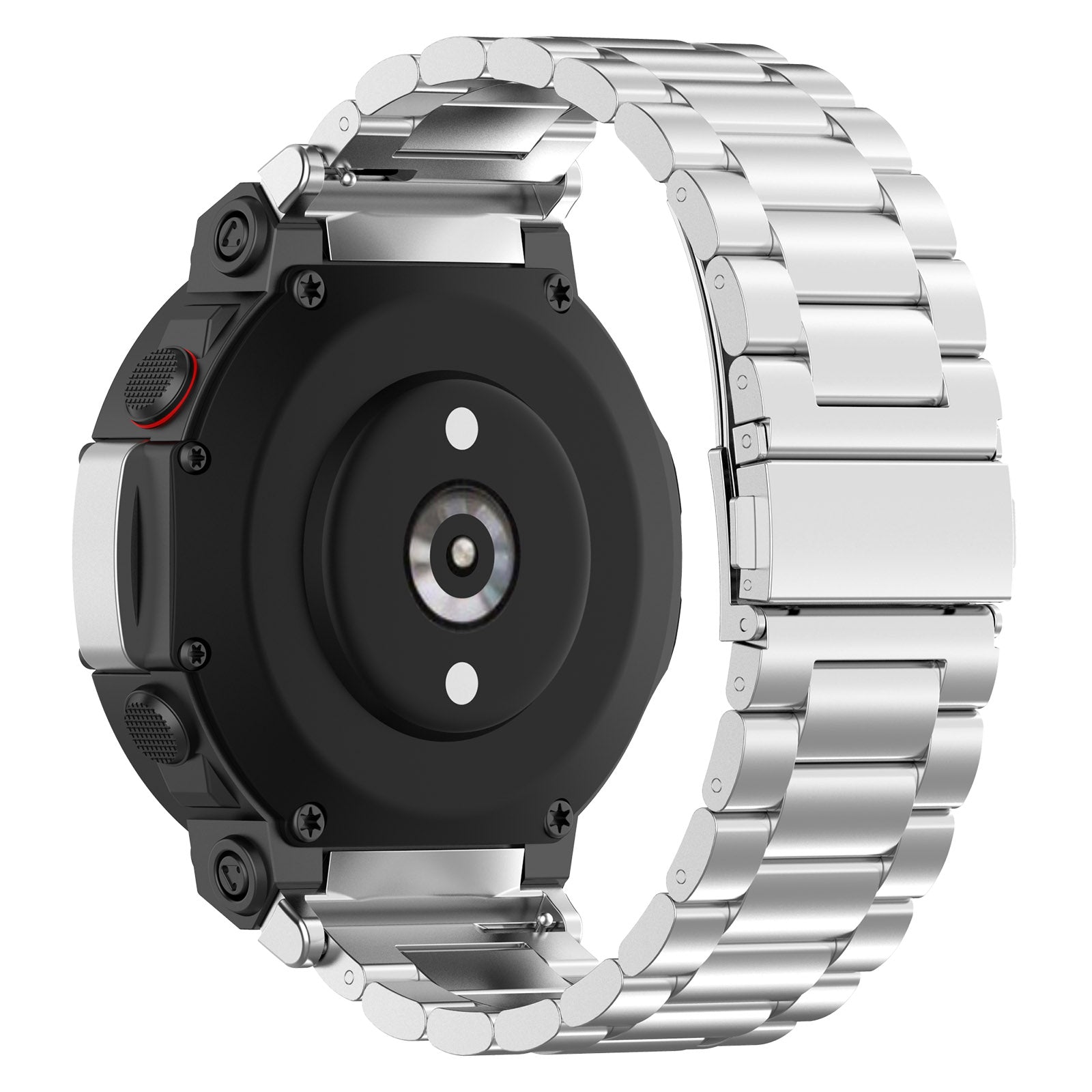 For Huami Amazfit T-Rex 2 Smart Watch Stainless Steel Watch Band Three Beads Strap Replacement with Tool For Huami Amazfit T-Rex 2 Smart Watch Stainless Steel Watch Band Three Beads Strap Replacement with Tool